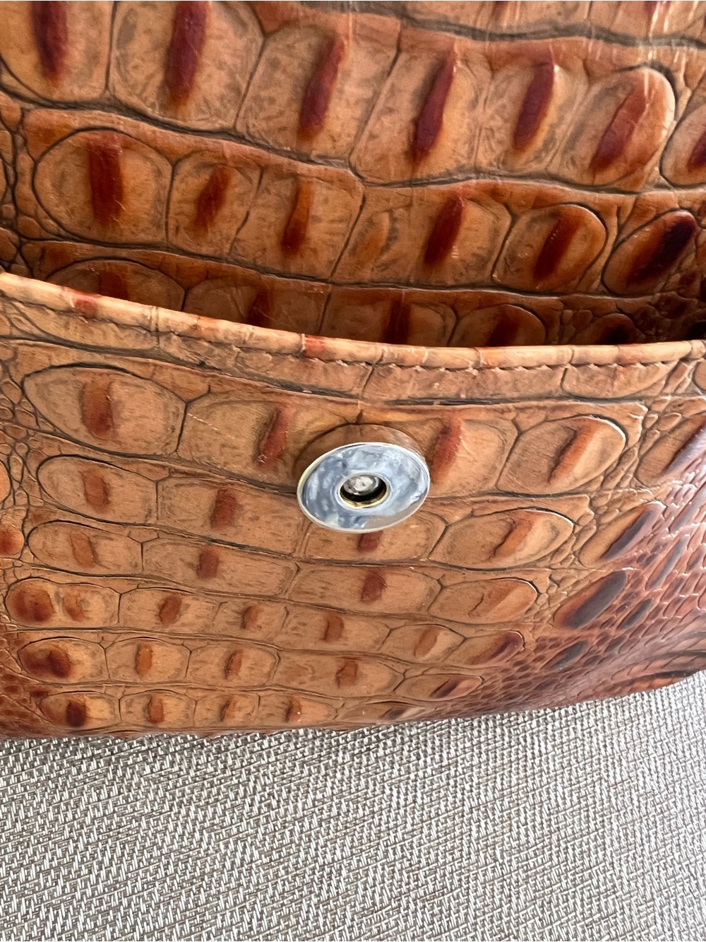 Brahmin Isabelle Tortoiseshell Croc-Embossed Tote in Warm Brown - Picture 4 of 12